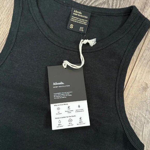 NWT Afends - Lydia - Women's Hemp Ribbed Black Tank Top - Size Small - Picture 2 of 9